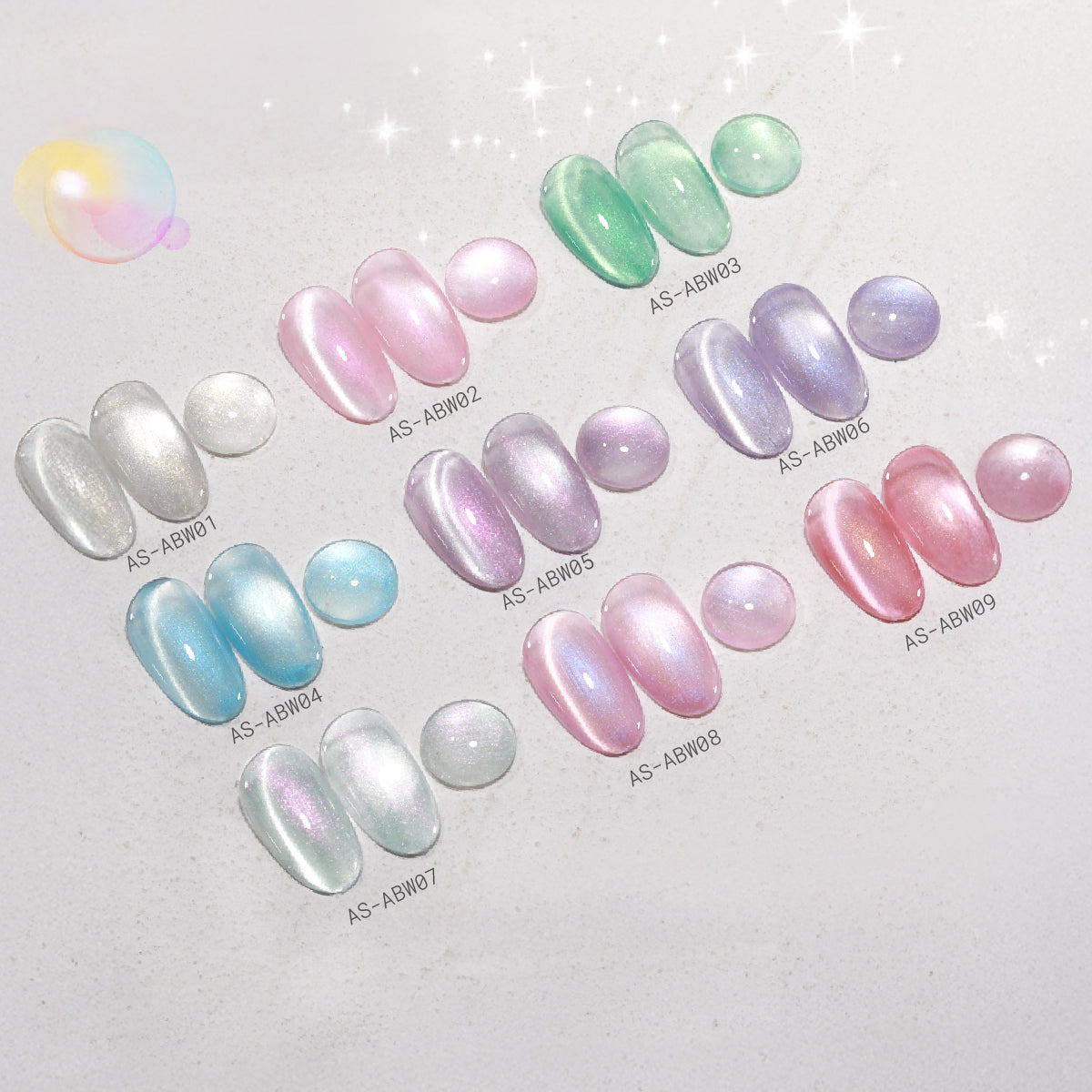 Mermaid Shell Glass Bead Cat Eye Gel Polish / 9 Colours.