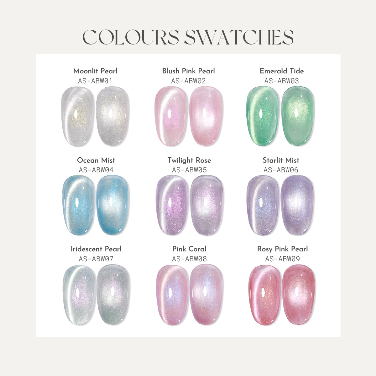 Mermaid Shell Glass Bead Cat Eye Gel Polish / 9 Colours.