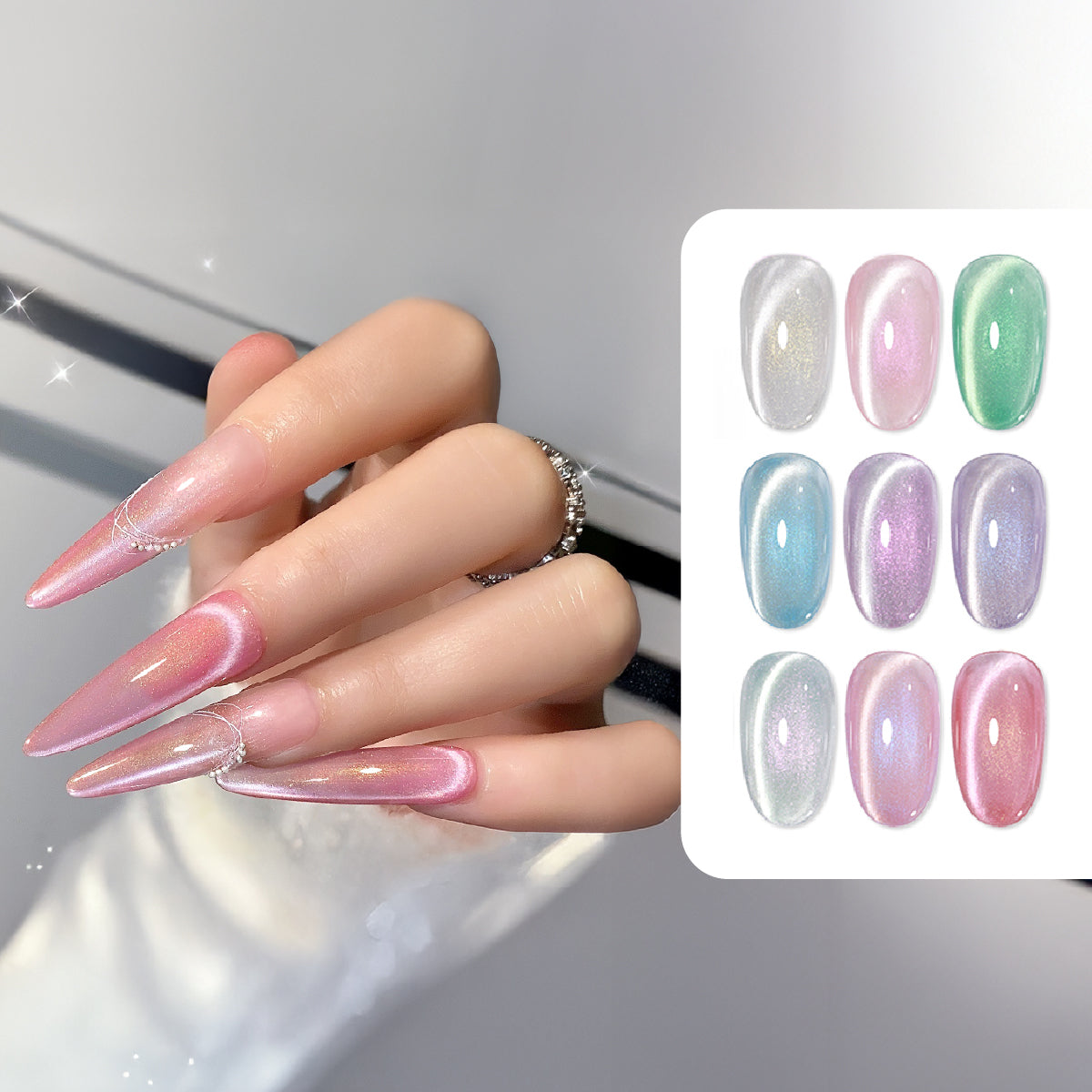 Mermaid Shell Glass Bead Cat Eye Gel Polish / 9 Colours.