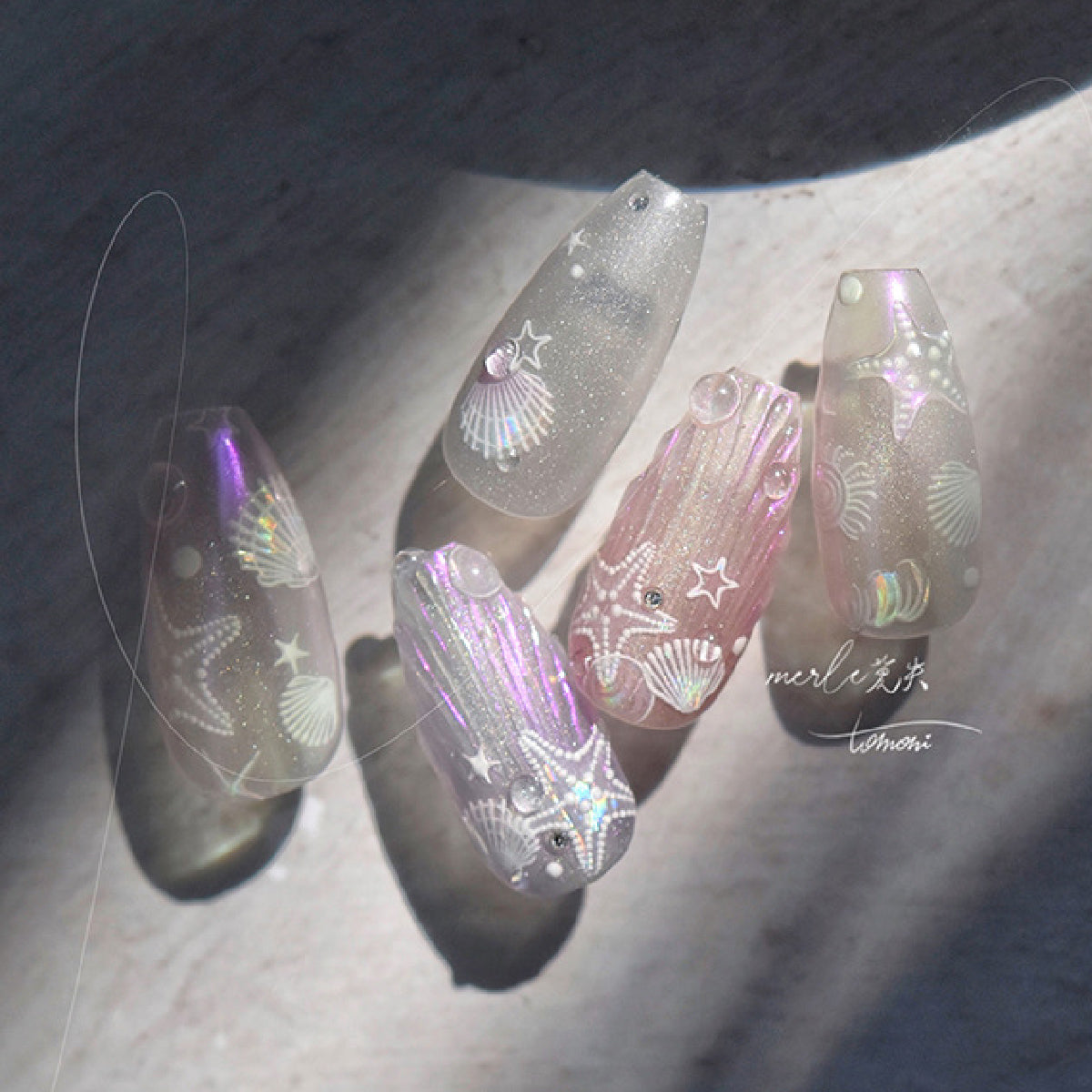 Cosmic Ocean Pearlescent Nail Art Stickers