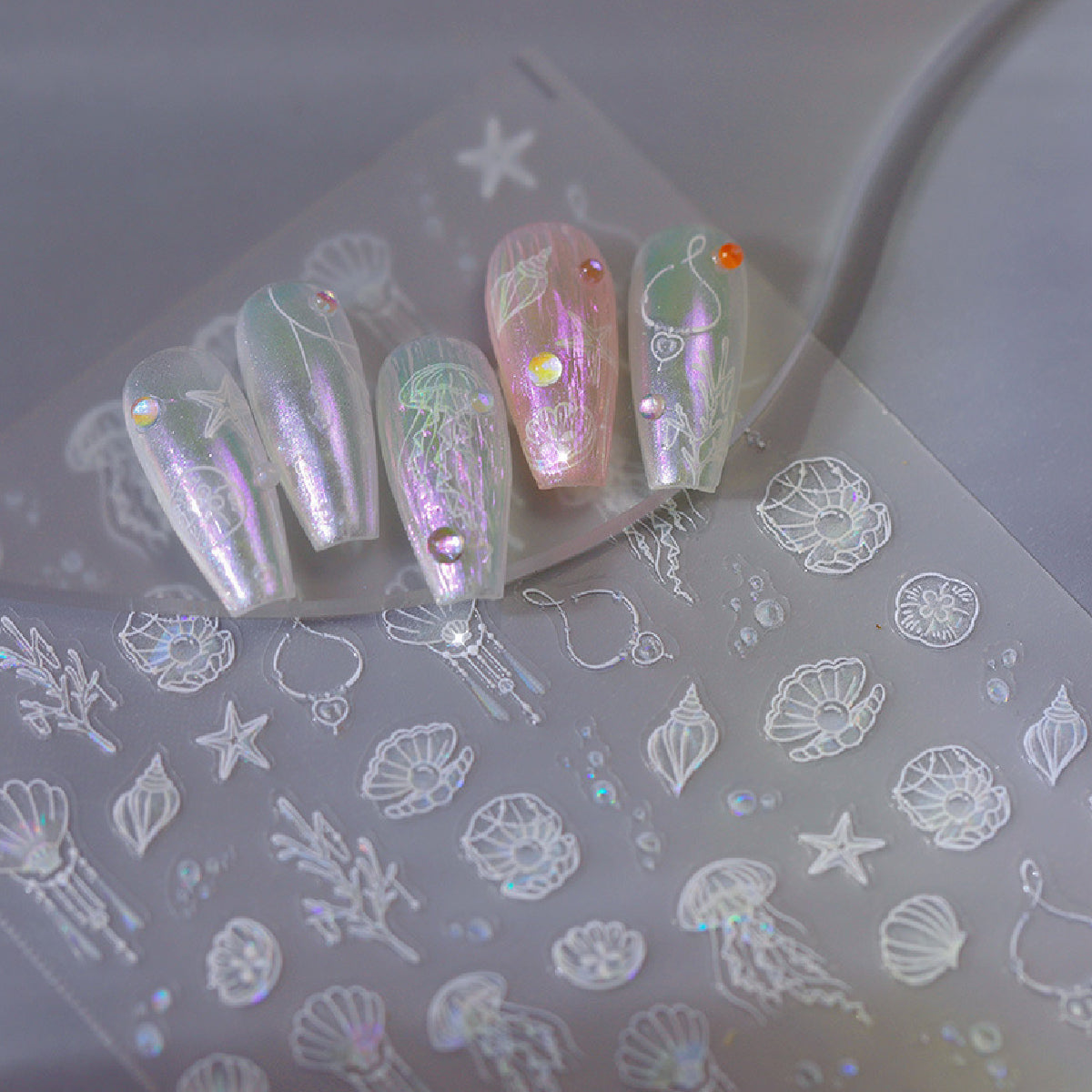 Cosmic Ocean Pearlescent Nail Art Stickers