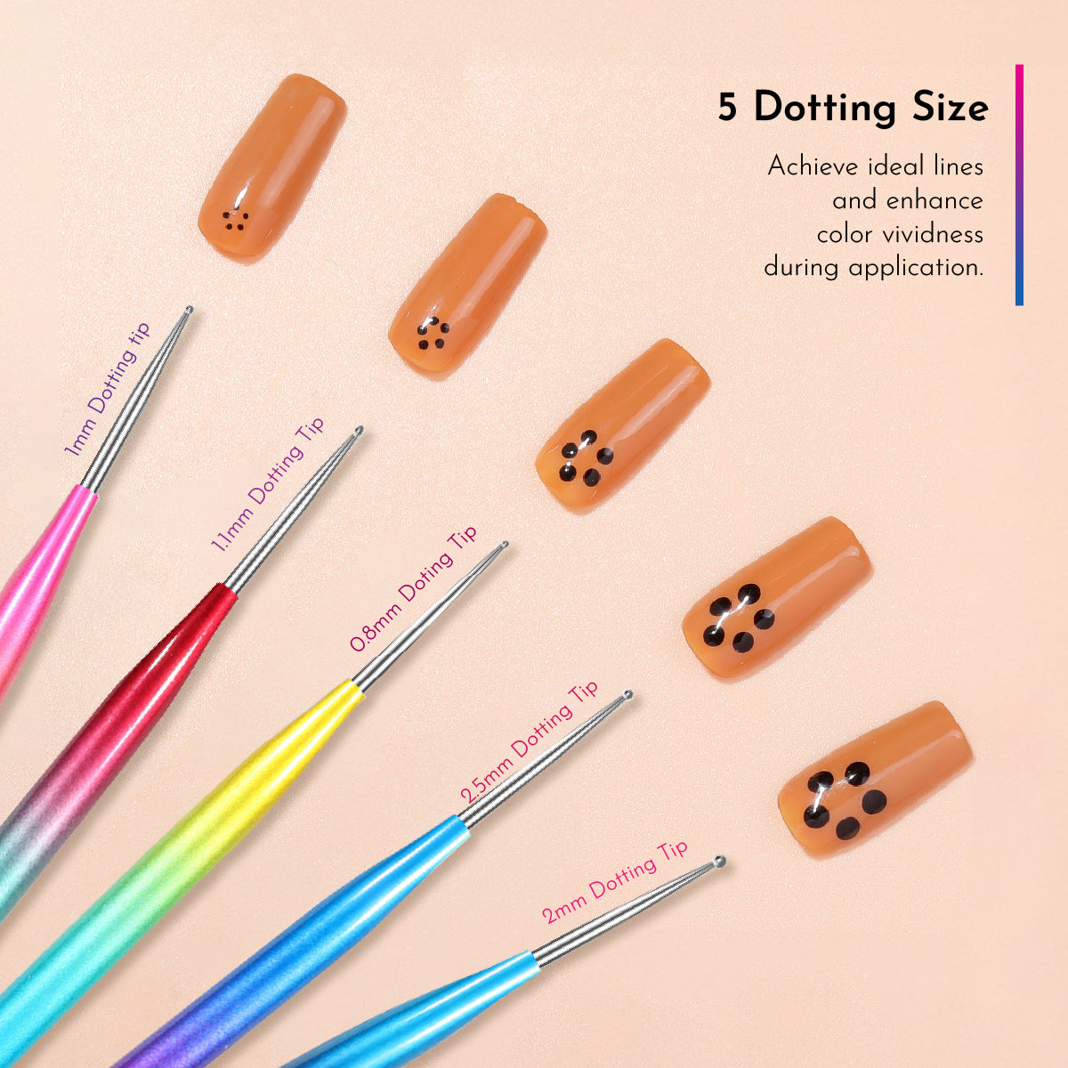 Gradient Dual-ended Silicone Pen & Dotting Tool Set/ 5pcs