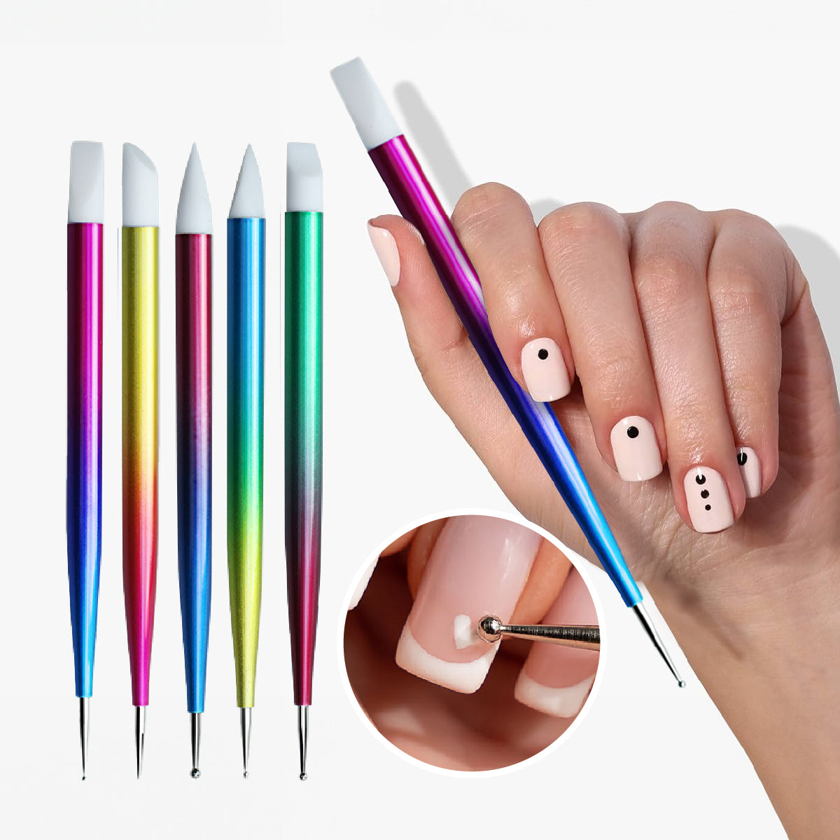 Gradient Dual-ended Silicone Pen & Dotting Tool Set/ 5pcs