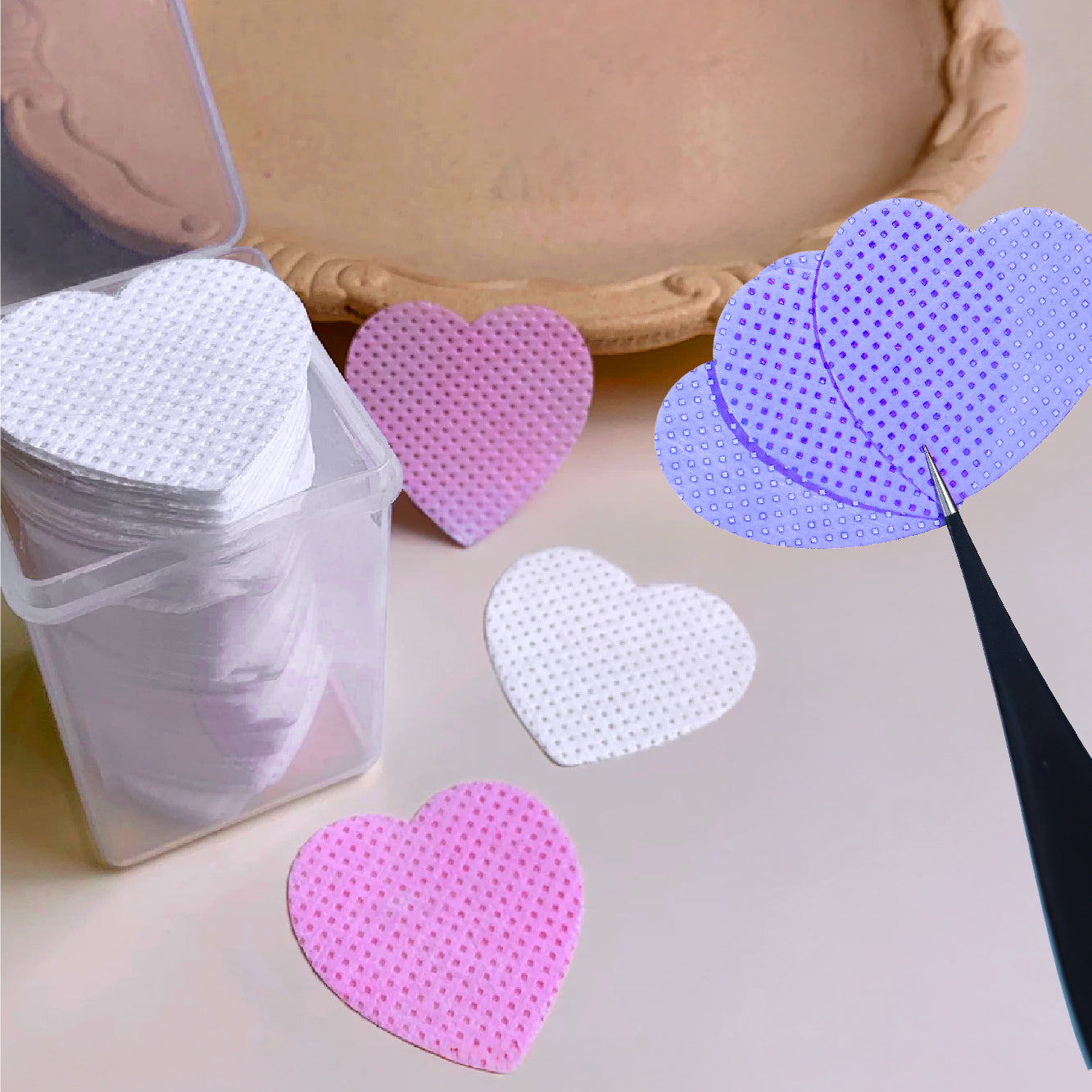 Heart-shaped Perforated Lint Free Remover Pads /200pcs