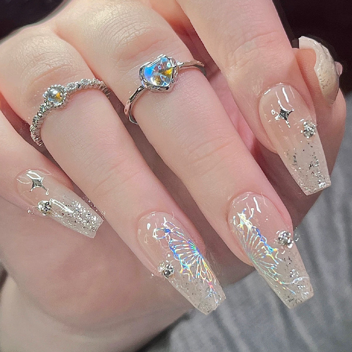 Holographic Butterflies Mix Nail Stickers/ Bundle of 6