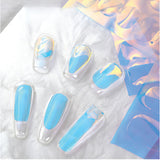 彩虹色玻璃纸美甲贴纸