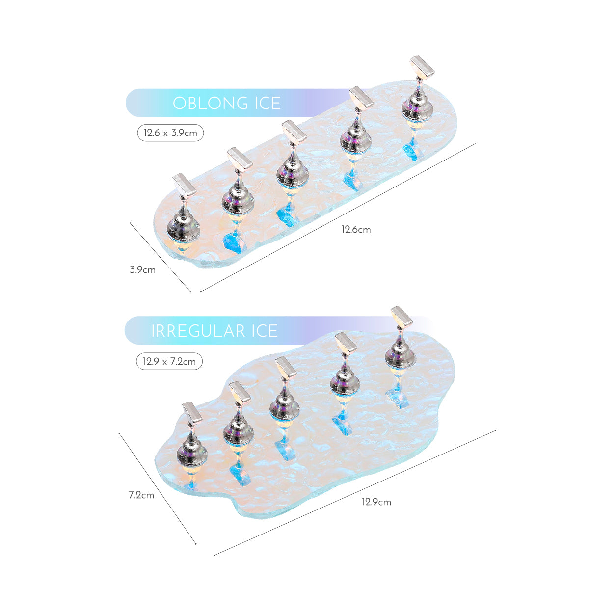Iridiscent Icy Acrylic Press On Nails Display Stand