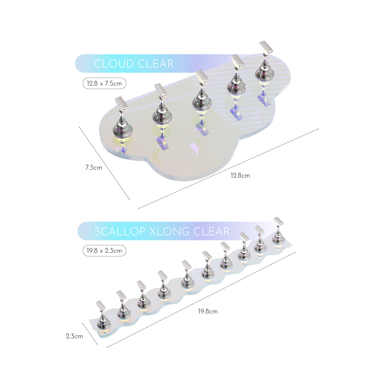 Iridiscent Icy Acrylic Press On Nails Display Stand