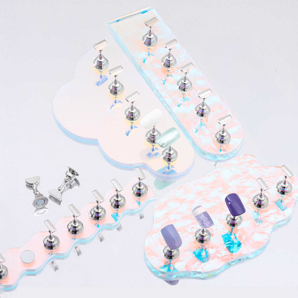 Iridiscent Icy Acrylic Press On Nails Display Stand