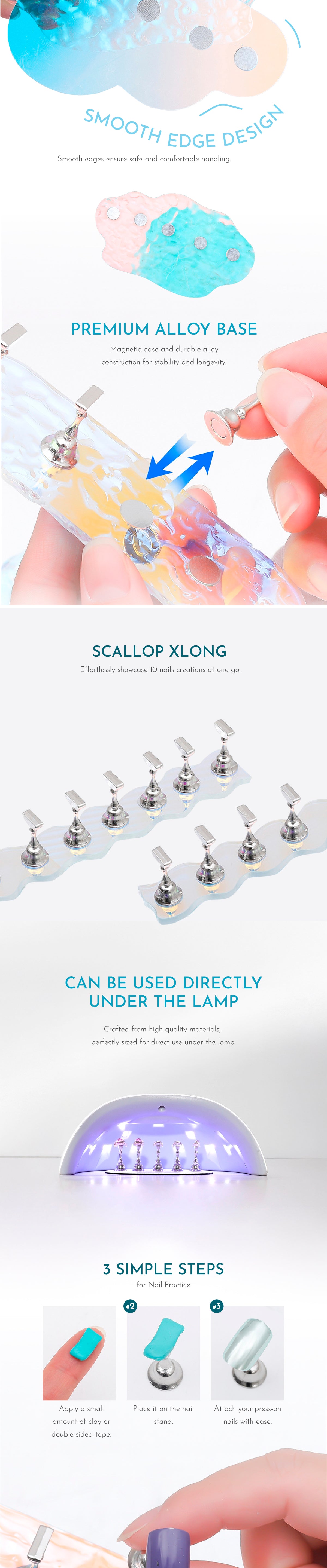 Iridiscent Icy Acrylic Press On Nails Display Stand
