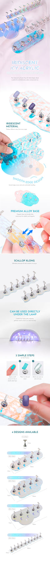 Iridiscent Icy Acrylic Press On Nails Display Stand