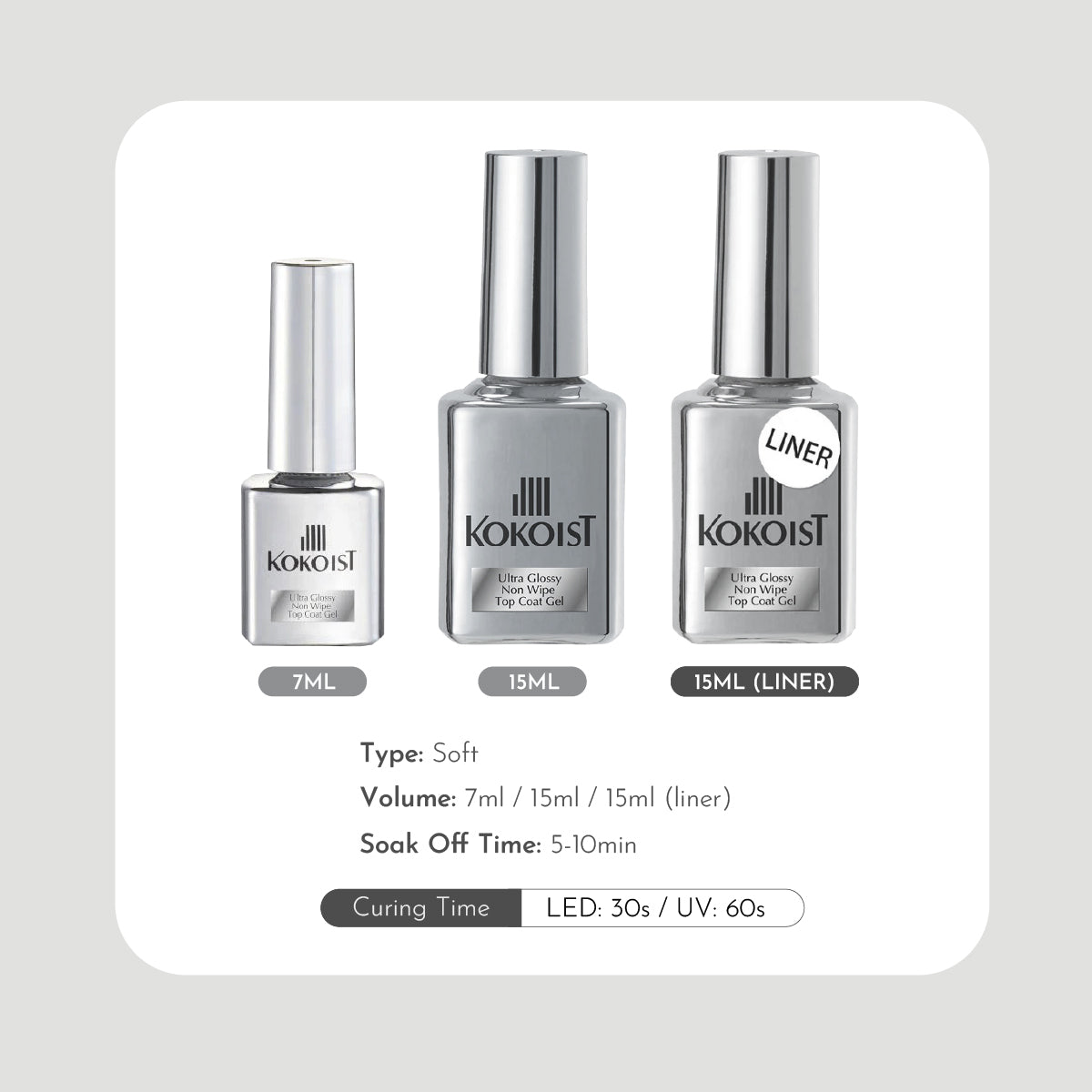 KOKOIST Ultra Glossy Non-wipe Top Coat Gel