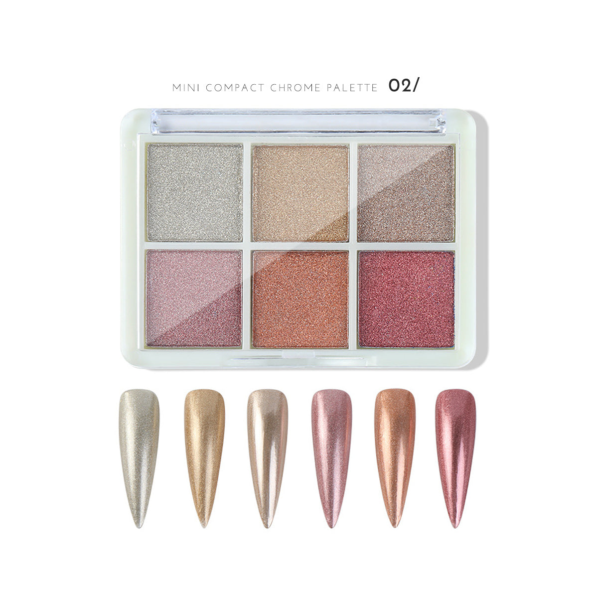 6-in-1 Mini Compact Chrome Nail Powder Palette