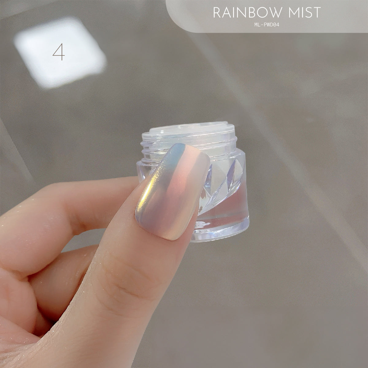 Nail Deco Moonlight Chrome Powder Listing in Rainbow Mist colour PWD04