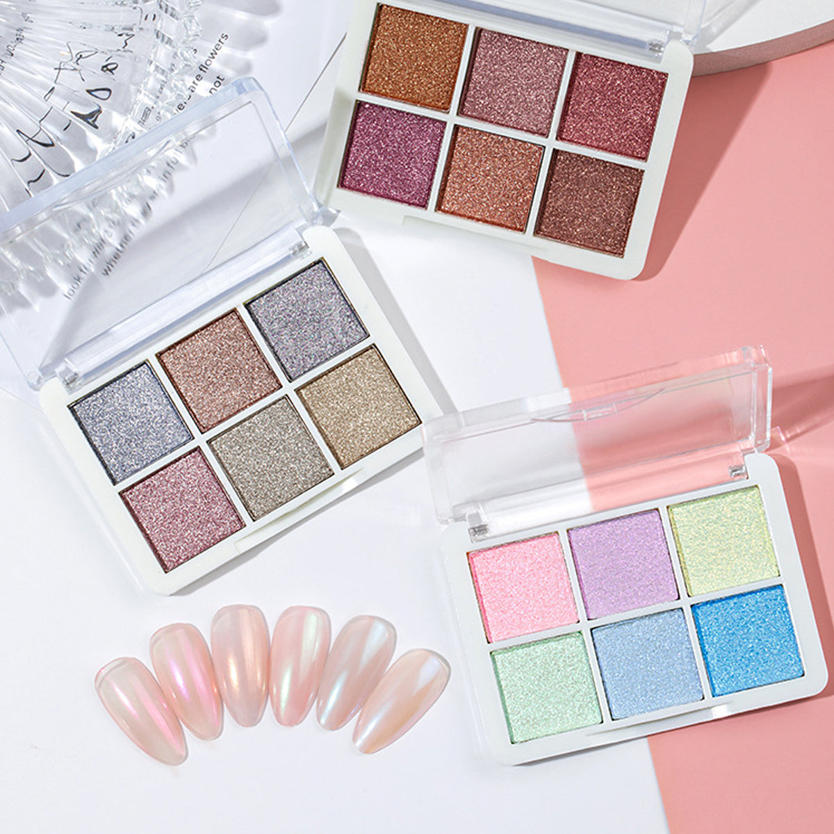 6-in-1 Mini Compact Chrome Nail Powder Palette