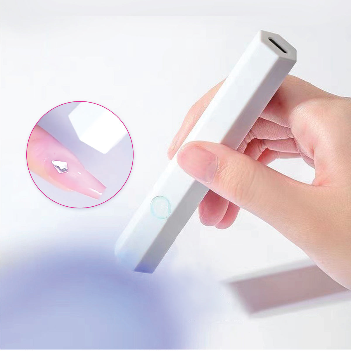 Mini Hand held Hexagon UV LED Gel Curing Nail Lamp Flashlight Cover