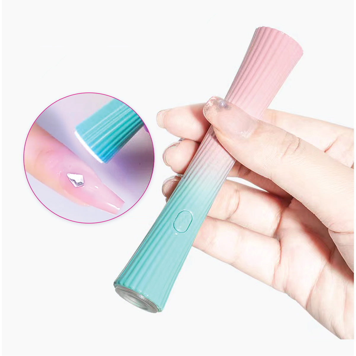Mini Hand held Hourglass UV LED Gel Curing Nail Lamp Flashlight Cover
