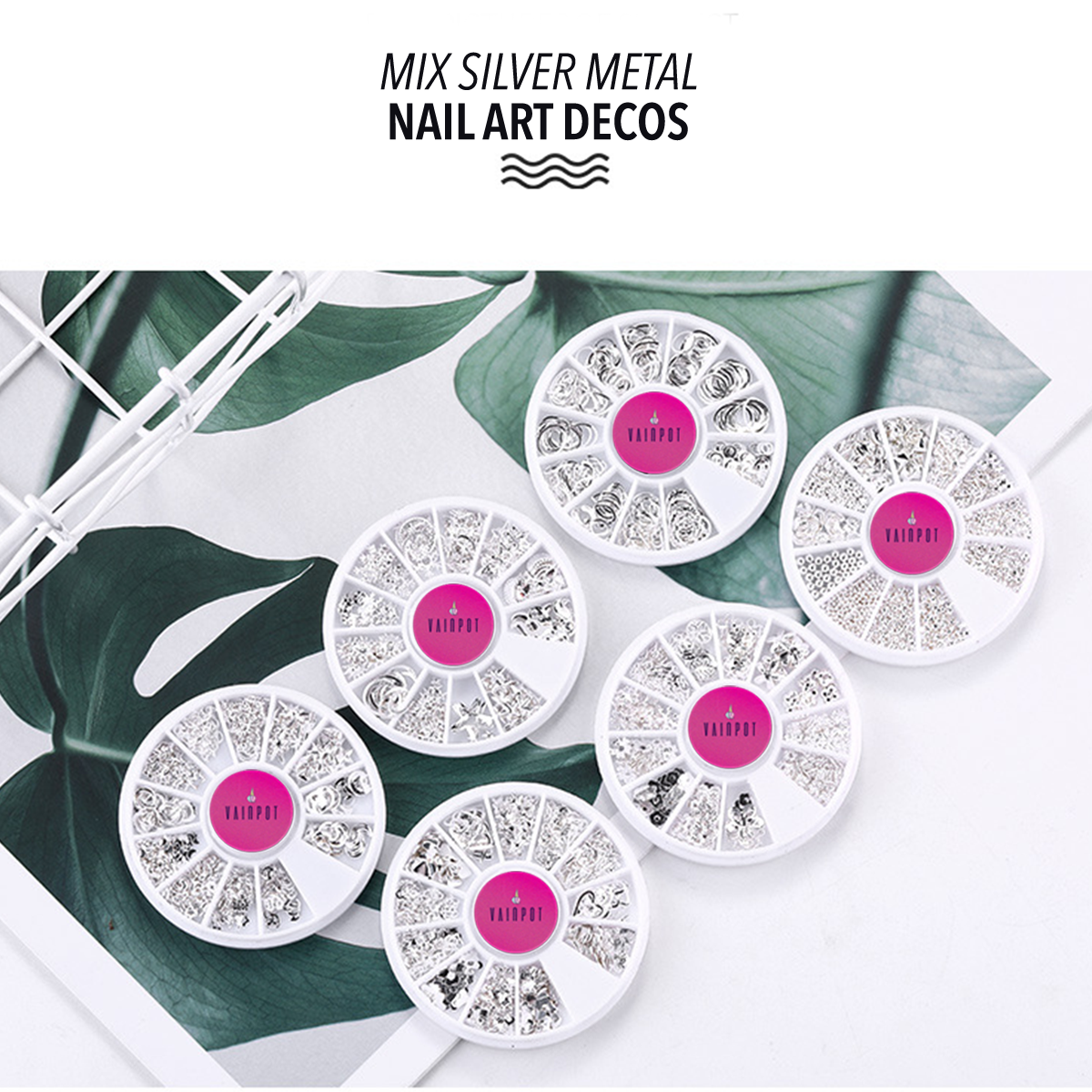 Mix Silver Metal Nail Art Studs
