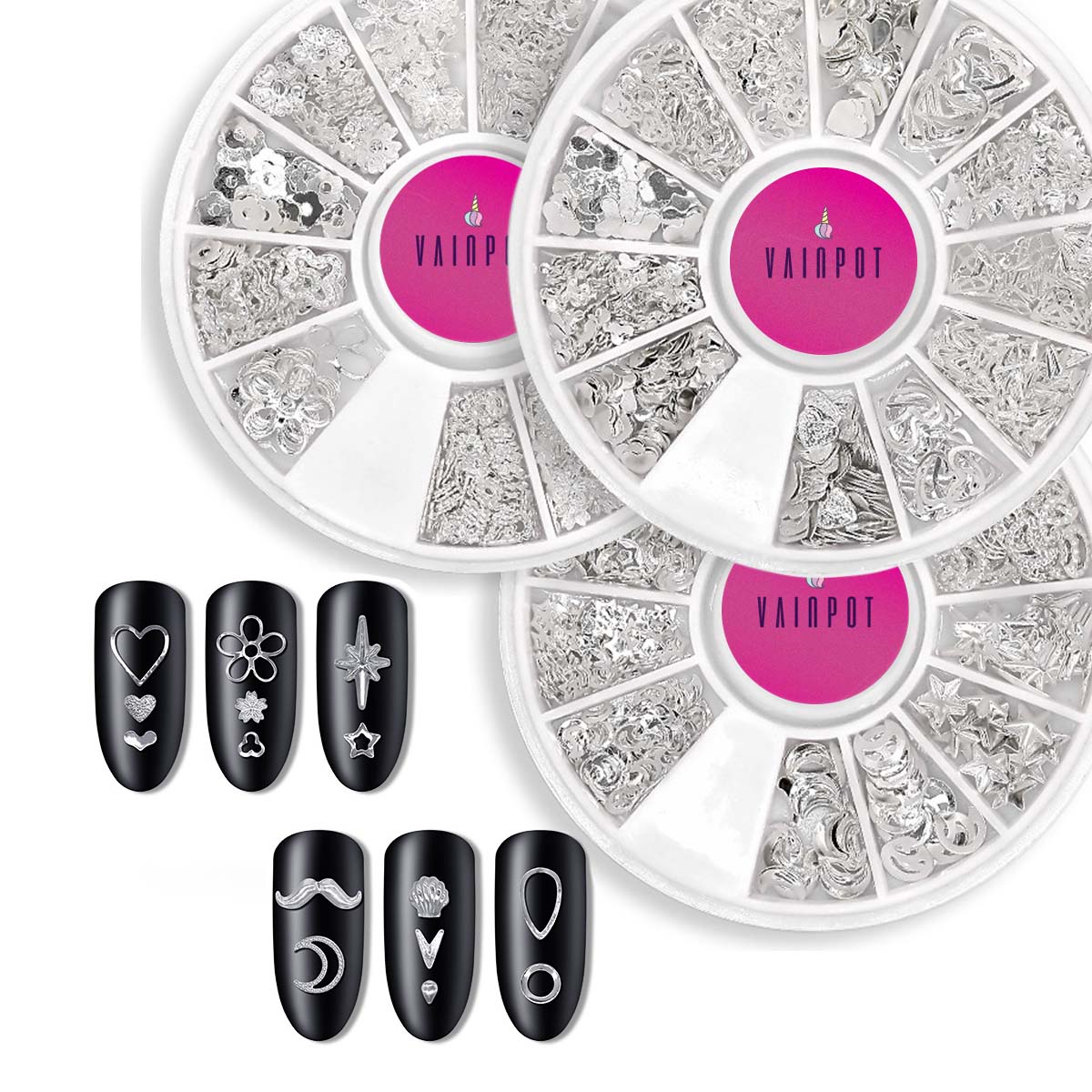 Mix Silver Metal Nail Art Studs