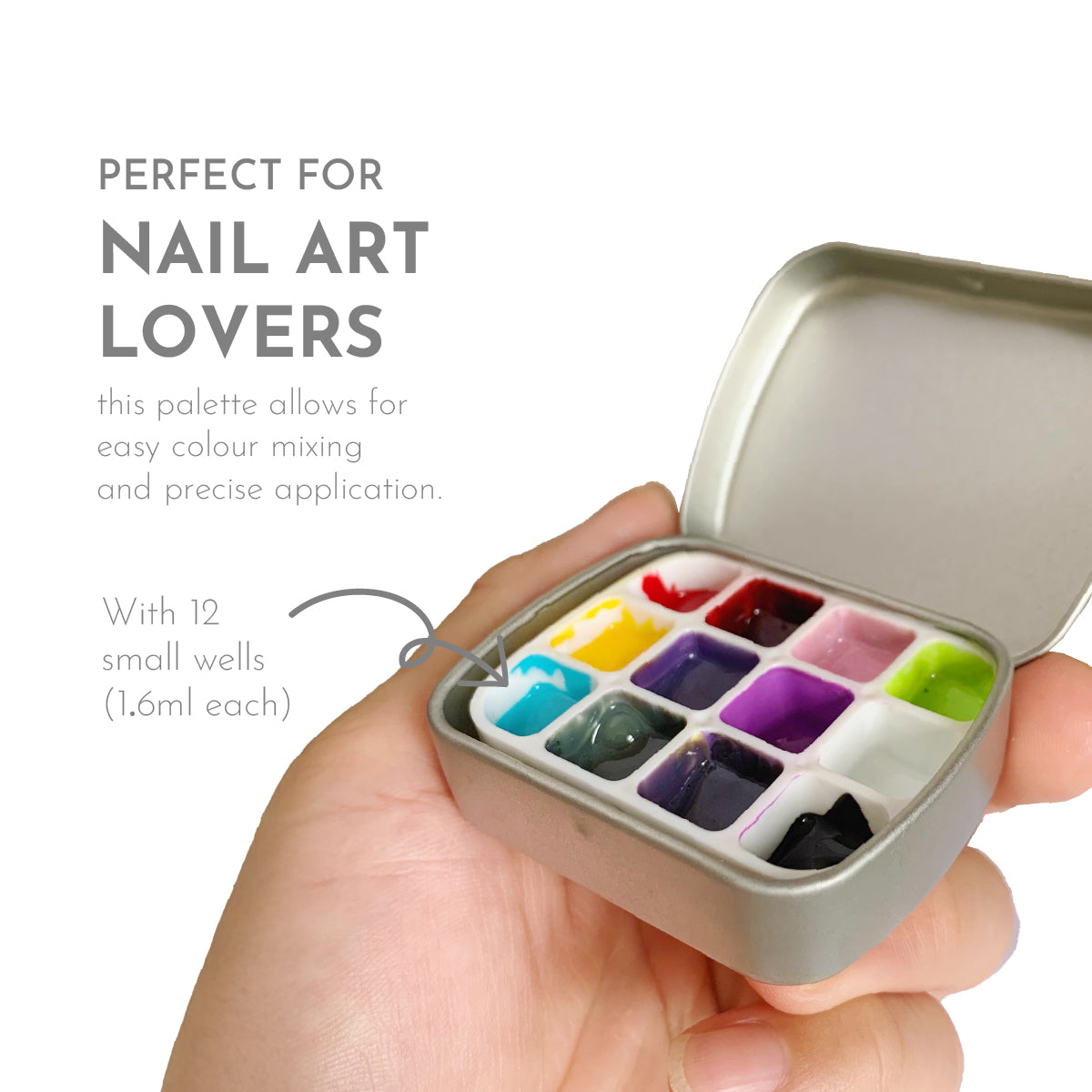 Nail Art Colour Mixing Pocket Palette Box 12 Wells