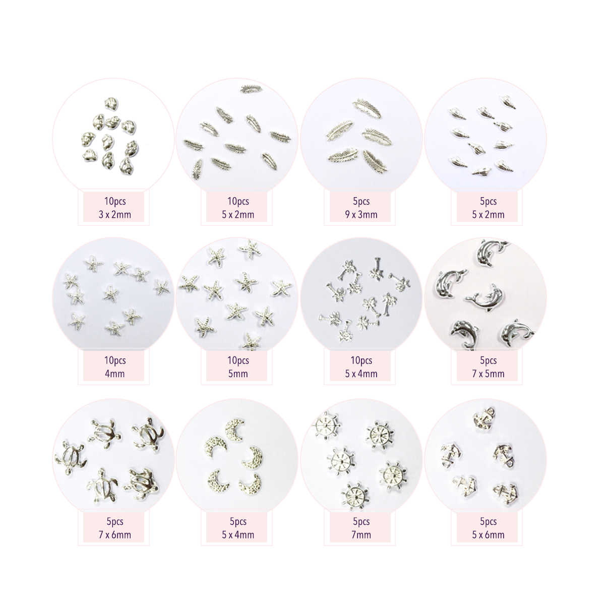 Nail Art Summer Seashells Charms Mix