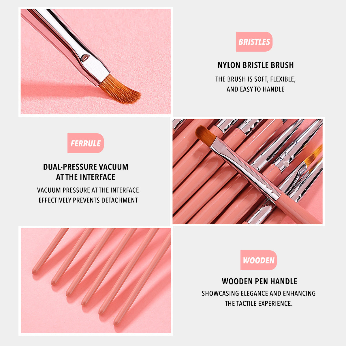 Nail Art Tools12 pcs Pink Brush set 4