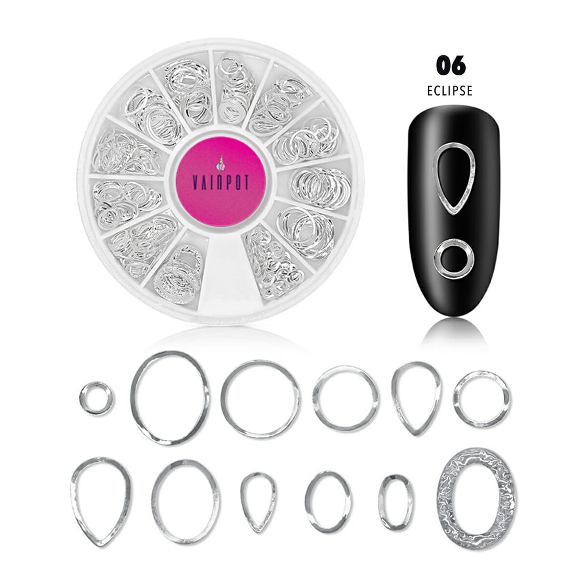 Mix Silver Metal Nail Art Studs in Eclipse