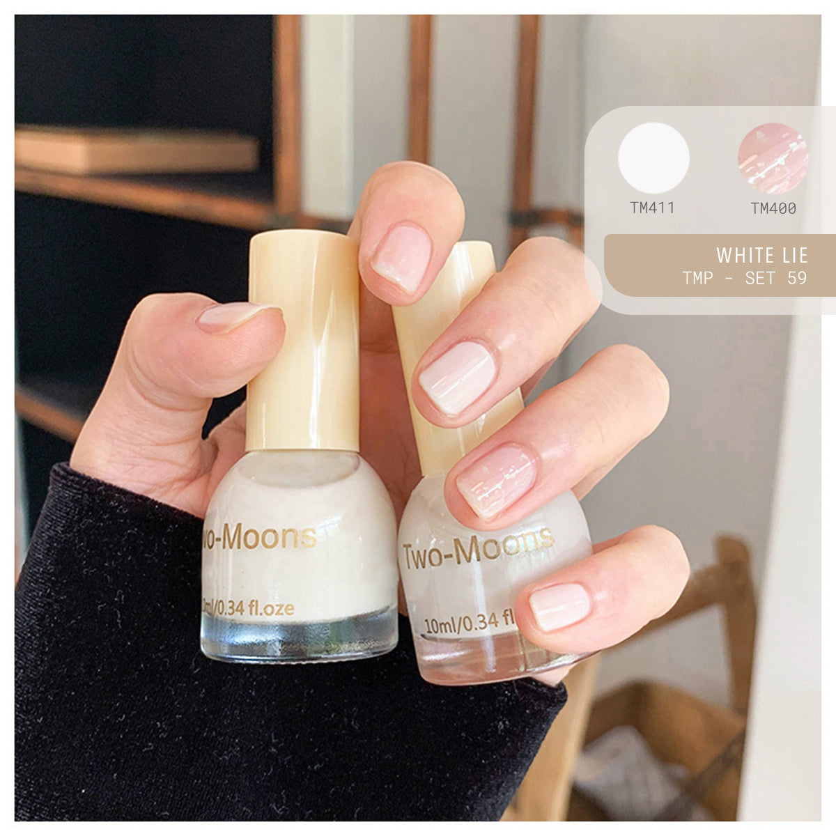 Two Moons Nail Polish Oil Pairs TMP Set59 White Lie