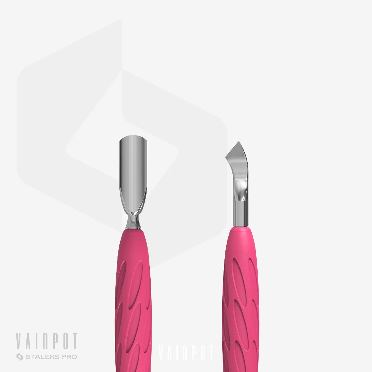 Manicure Pusher Gummy with Silicone Handle UNIQ 10 TYPE 4.2 (Rounded Narrow Pusher and Bent Blade)