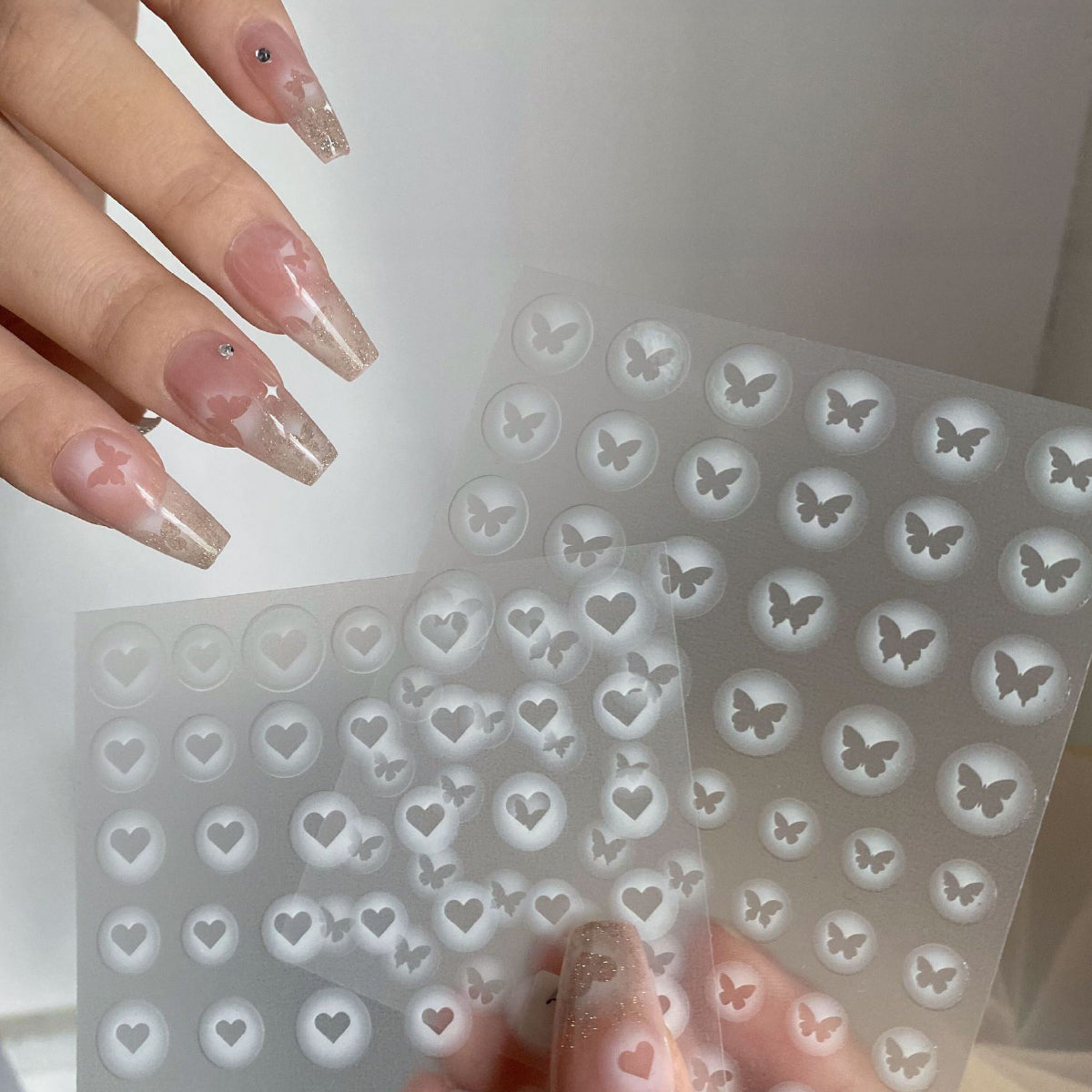 White Ombré  Nail Art Stickers