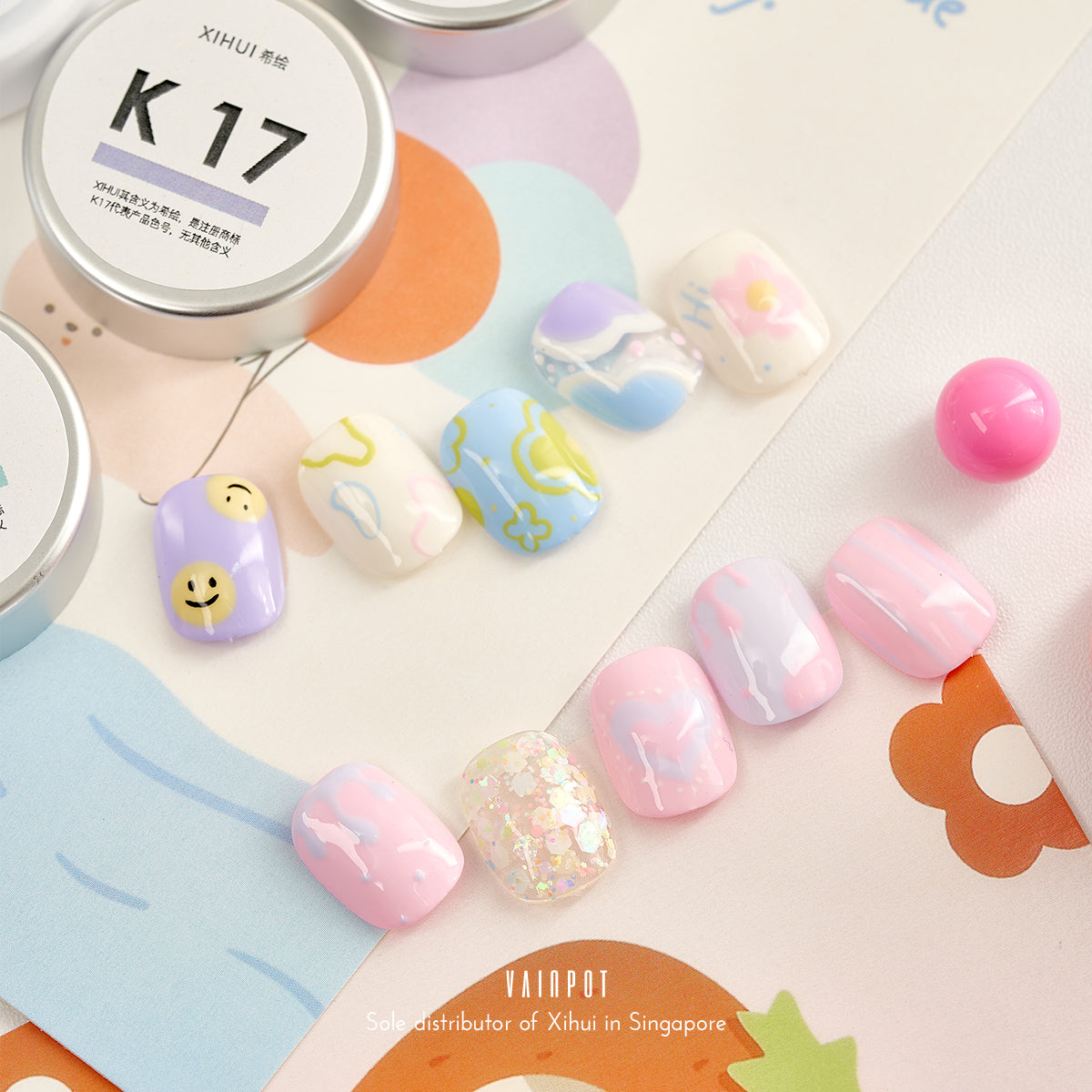 Xi Hui Donut Macaron Sequins Pot Gel Polish A4