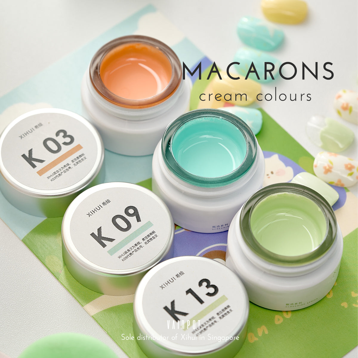 Xi Hui Donut Macaron Sequins Pot Gel Polish A6