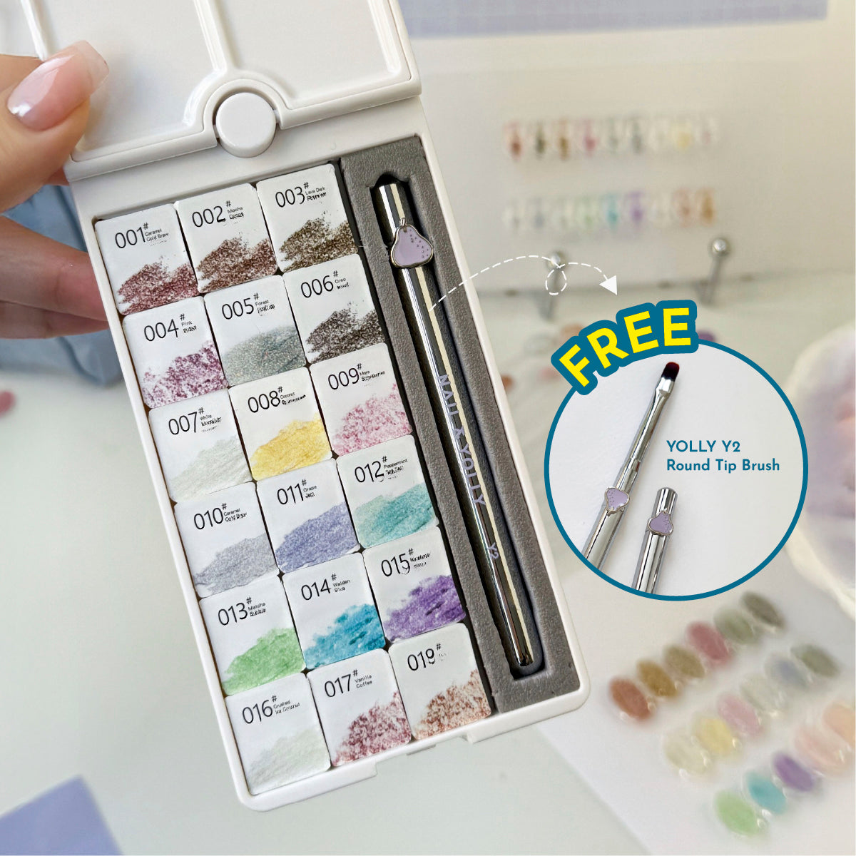 NAIL & YOLLY Frappuccino Shimmer Pearl Gel Palette / 18 Colours