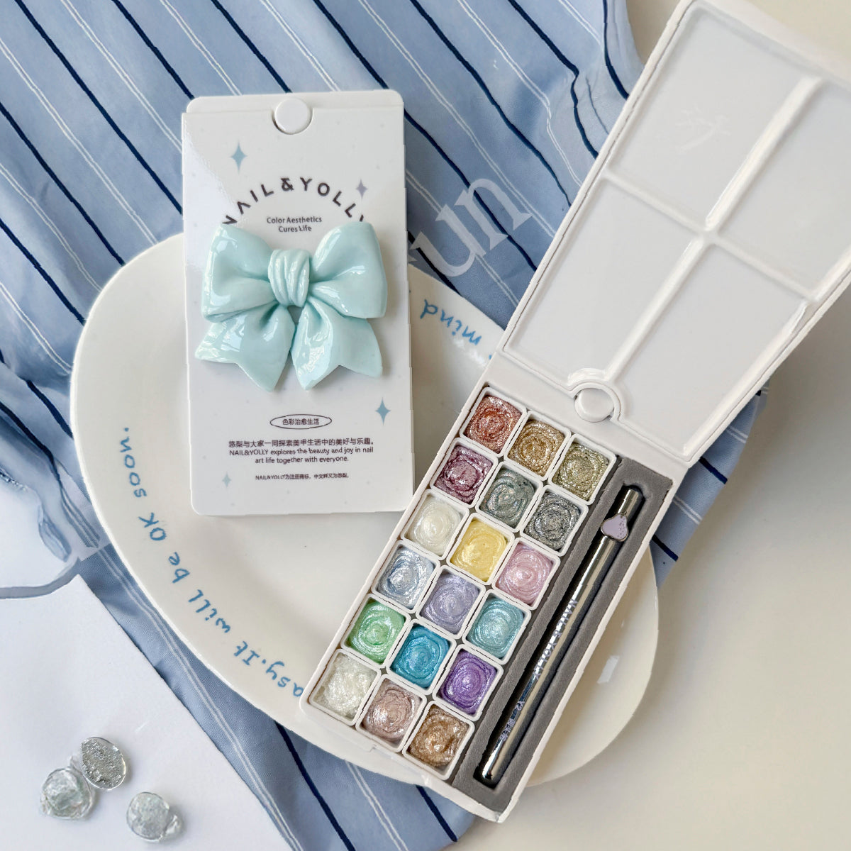 NAIL & YOLLY Frappuccino Shimmer Pearl Gel Palette / 18 Colours