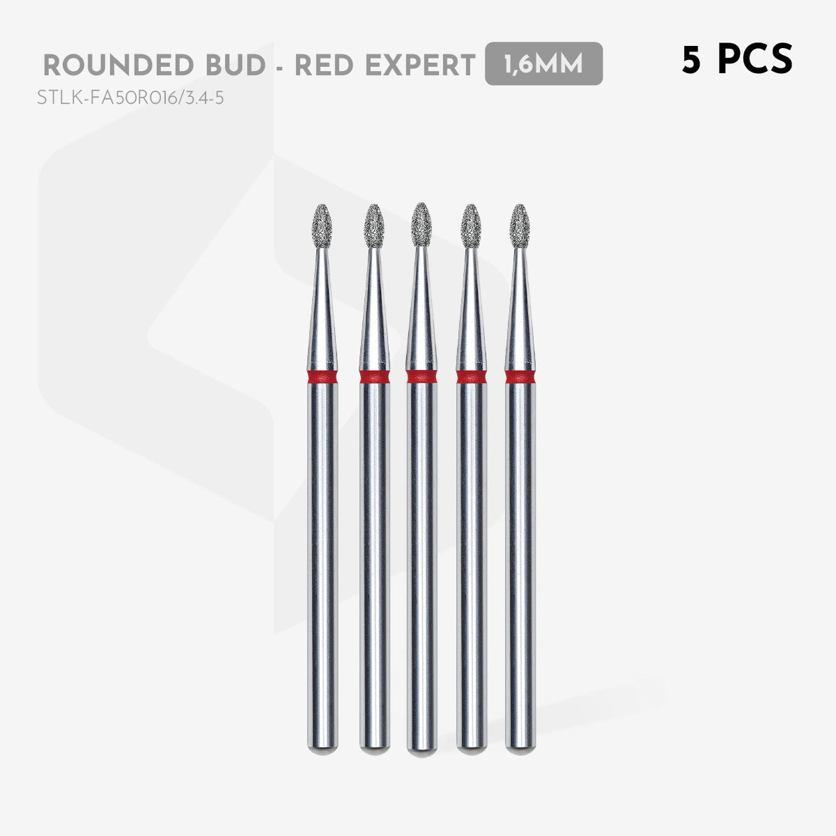 Diamond Nail Drill Bit Rounded Bud Red Head EXPERT