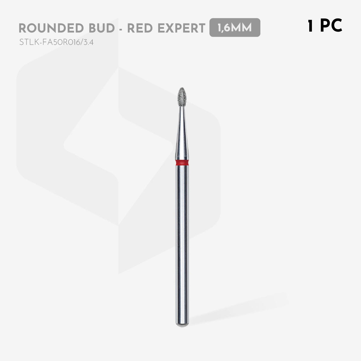 Diamond Nail Drill Bit Rounded Bud Red Head EXPERT