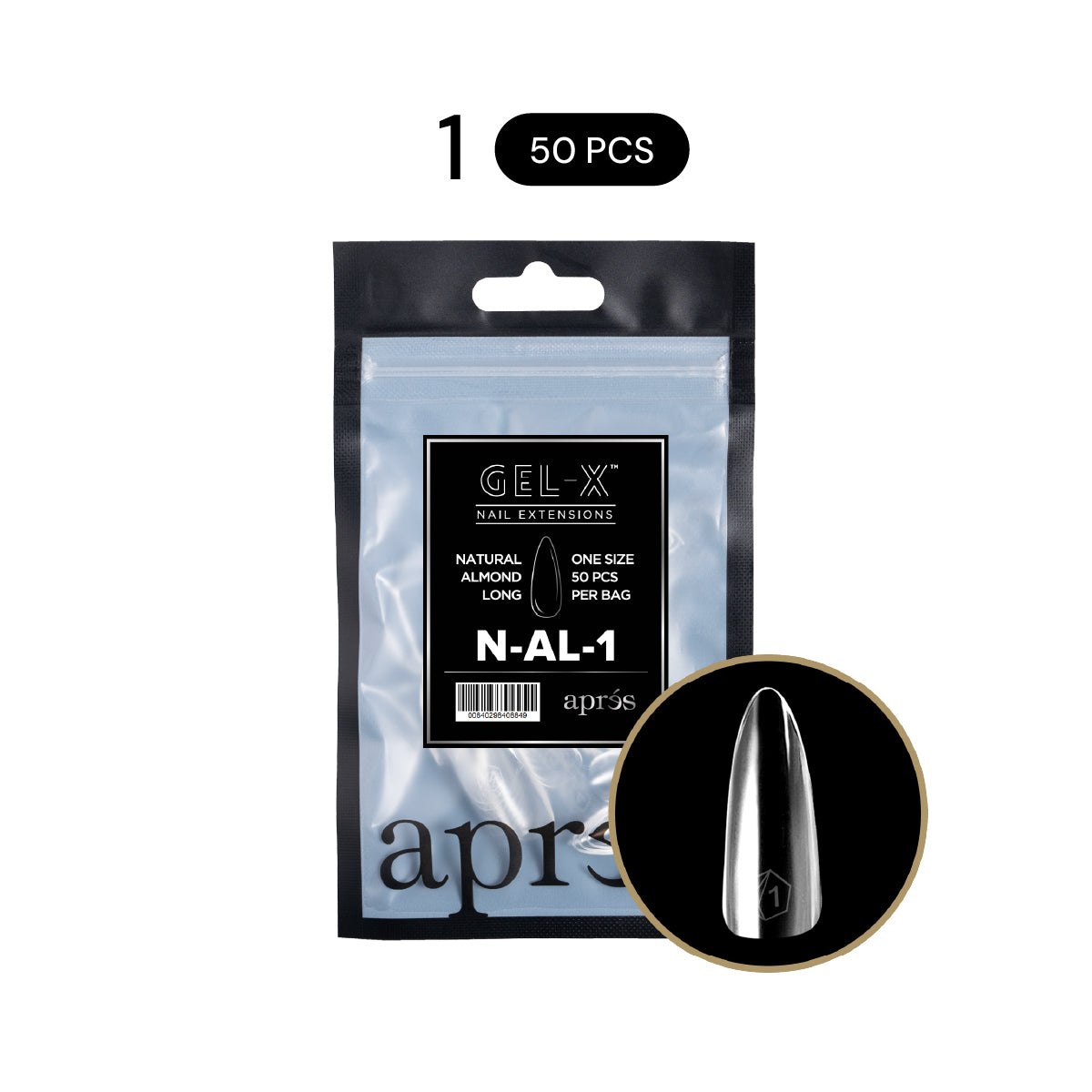 Aprés Gel-X® Natural Almond Gel-X® Nail Tips Refill Bag / 50pcs