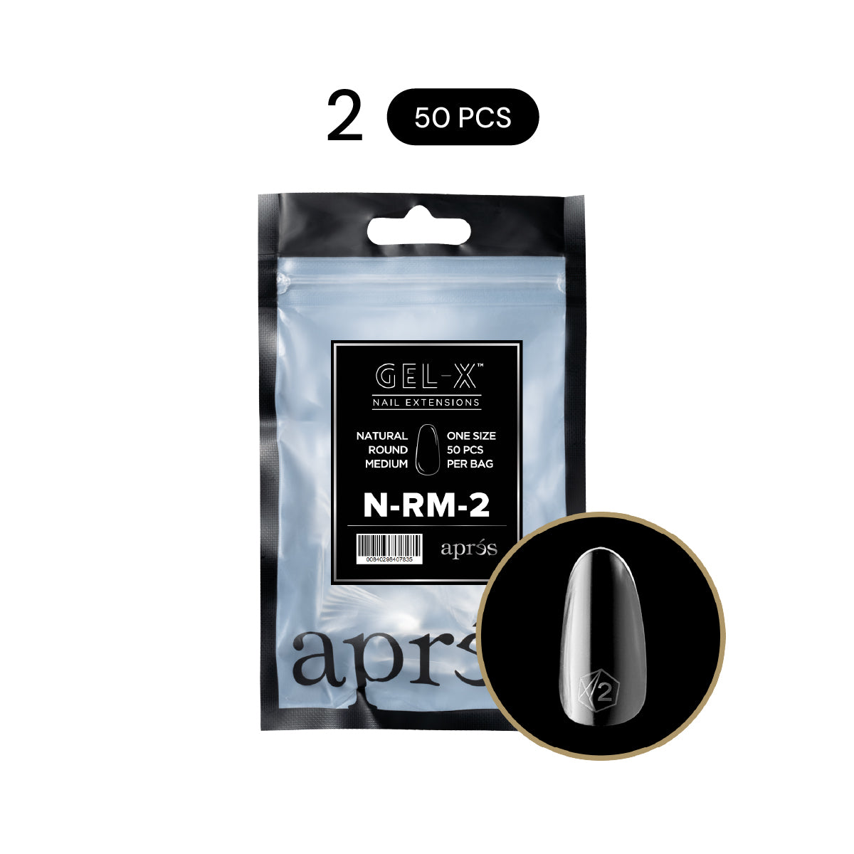 Aprés Gel-X® Natural Round Gel-X® Nail Tips Refill Bag / 50pcs