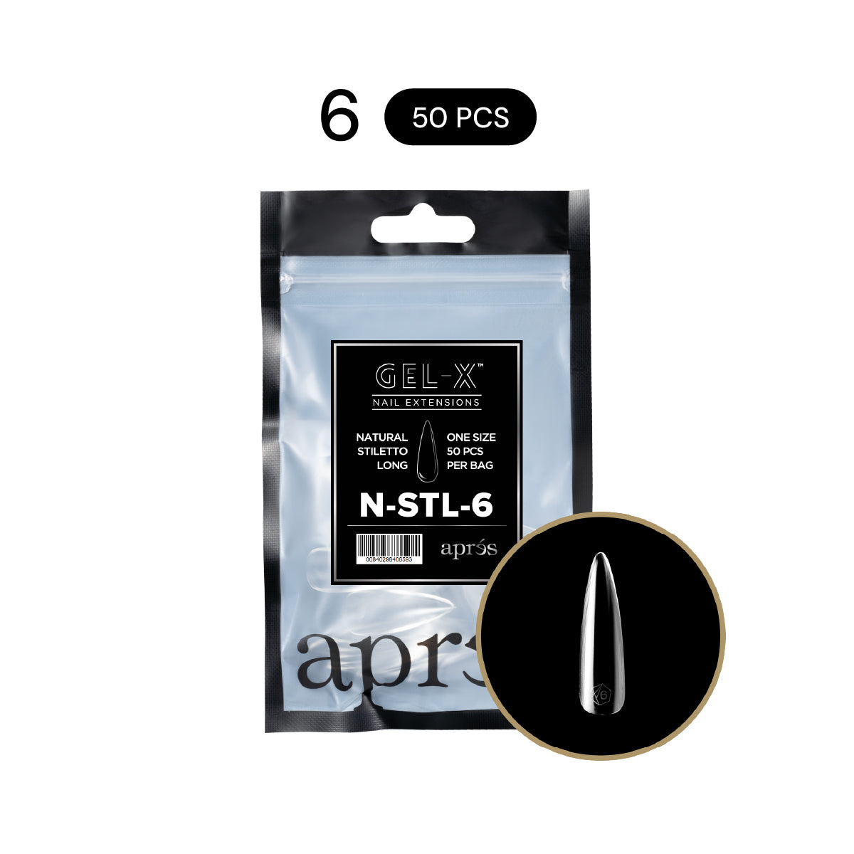 Aprés Gel-X® Natural Stiletto Gel-X® Nail Tips Refill Bag / 50pcs