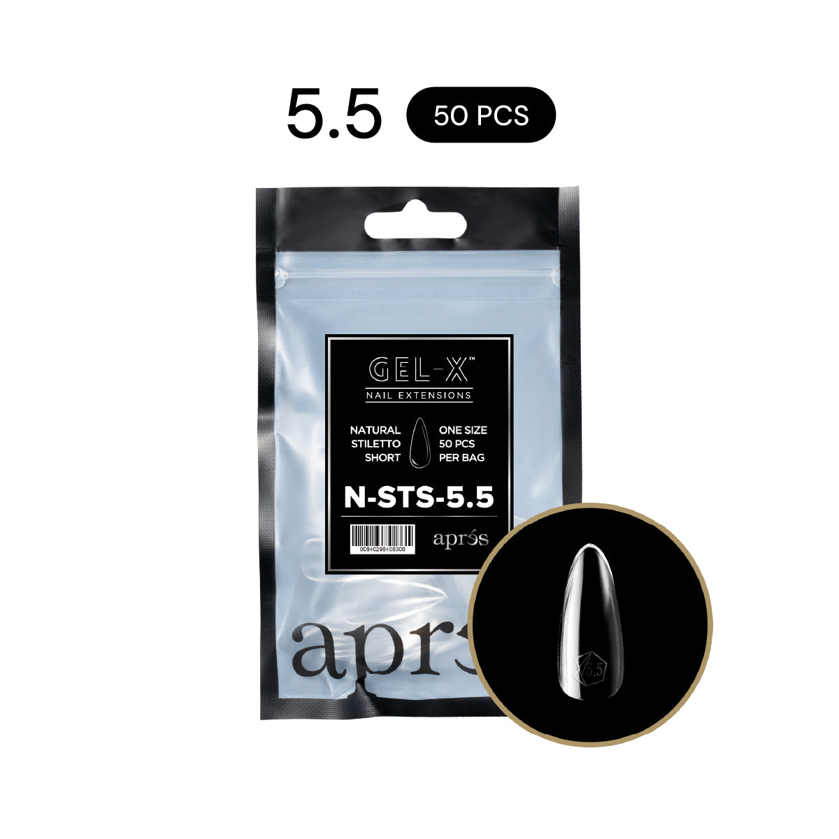 Aprés Gel-X® Natural Stiletto Gel-X® Nail Tips Refill Bag / 50pcs