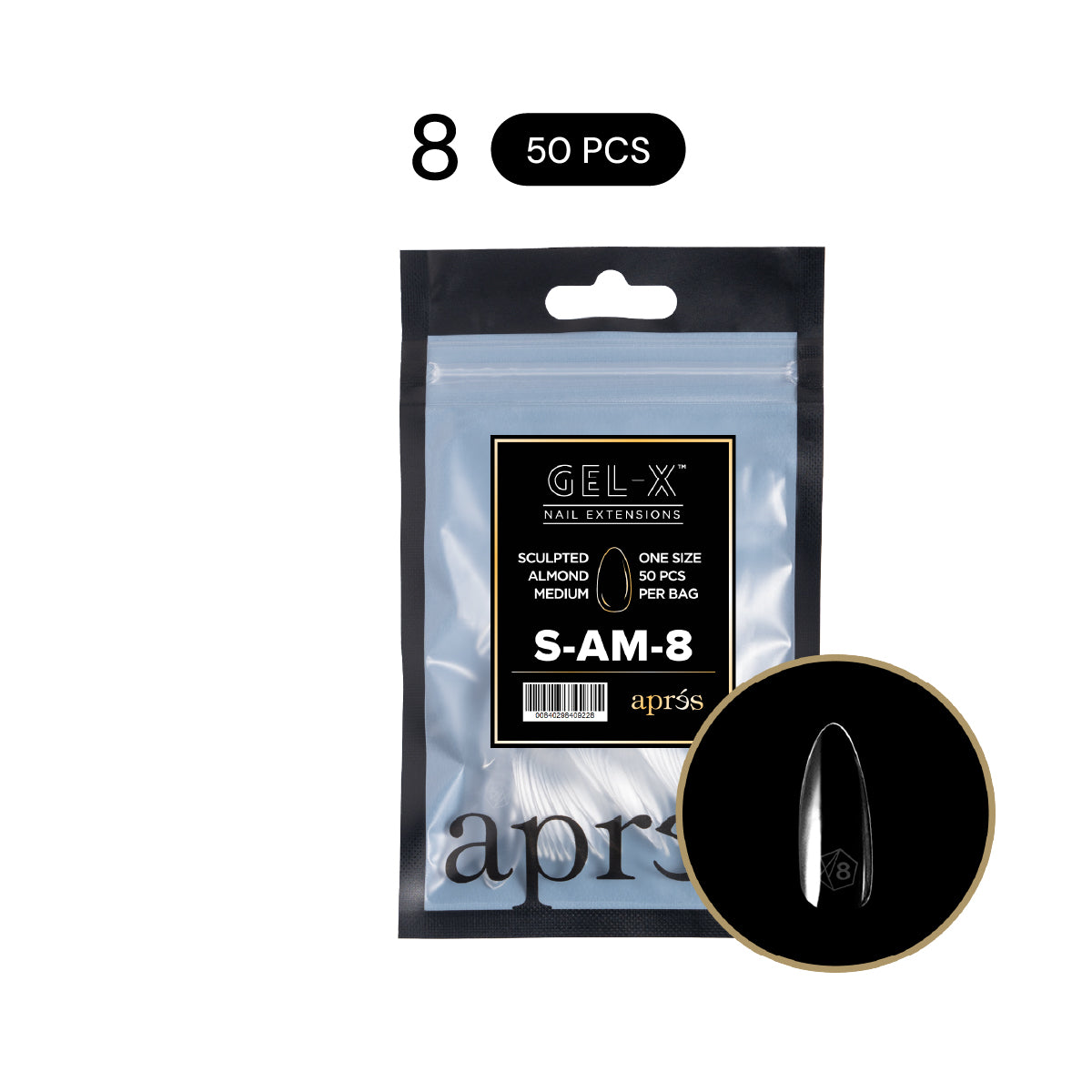 APRÉS NAIL Sculpted Almond Gel-X® Nail Tips Refill Bag / 50pcs