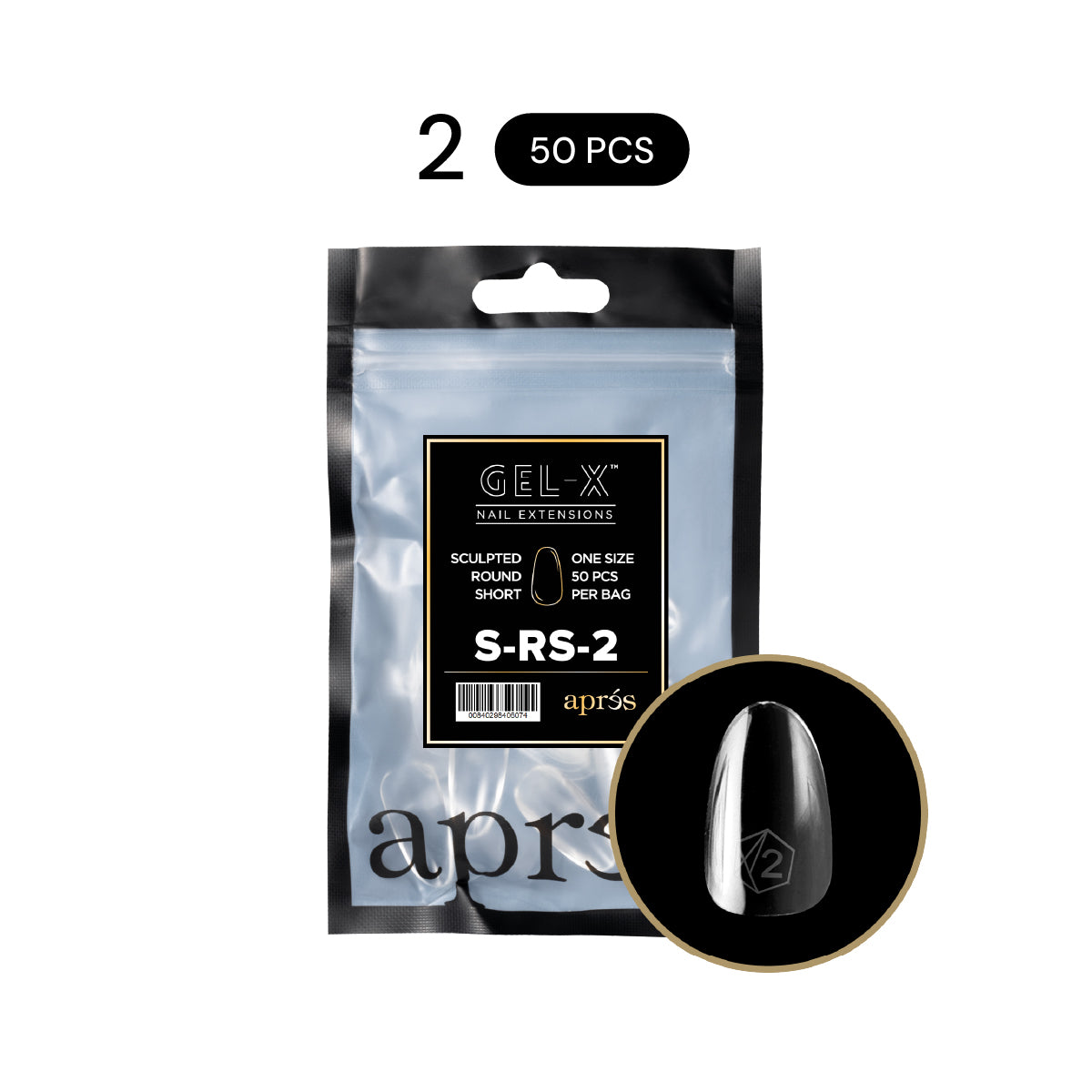 APRÉS NAIL Sculpted Round Gel-X® Nail Tips Refill Bag / 50pcs