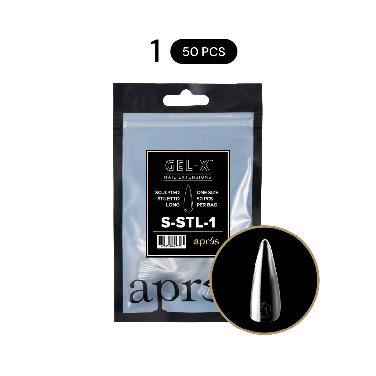 APRÉS NAIL Sculpted Stiletto Gel-X® Nail Tips Refill Bag / 50pcs