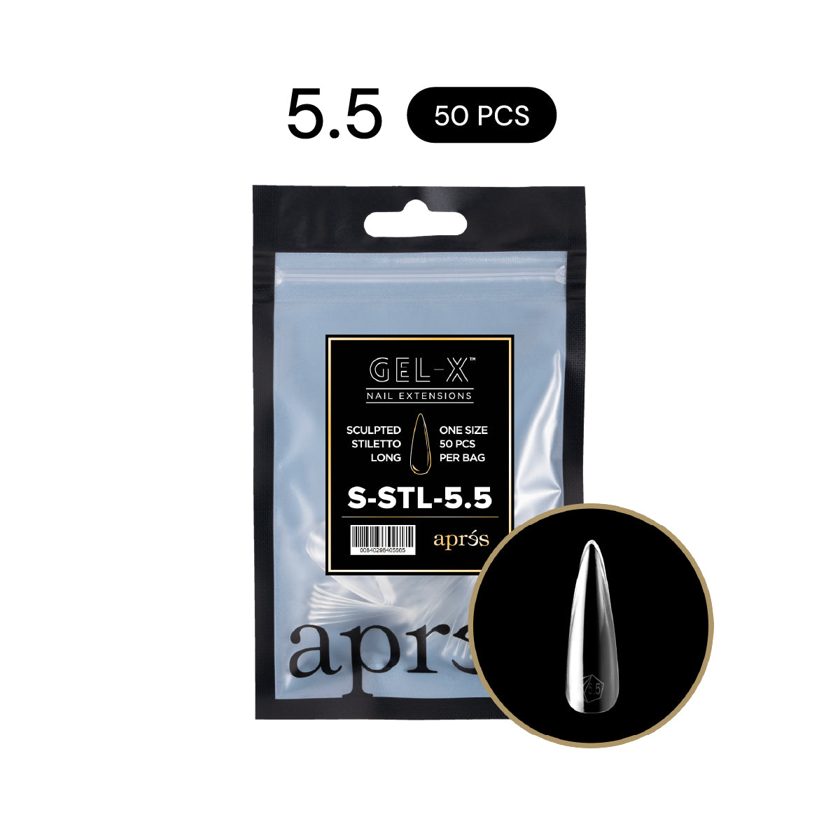 APRÉS NAIL Sculpted Stiletto Gel-X® Nail Tips Refill Bag / 50pcs