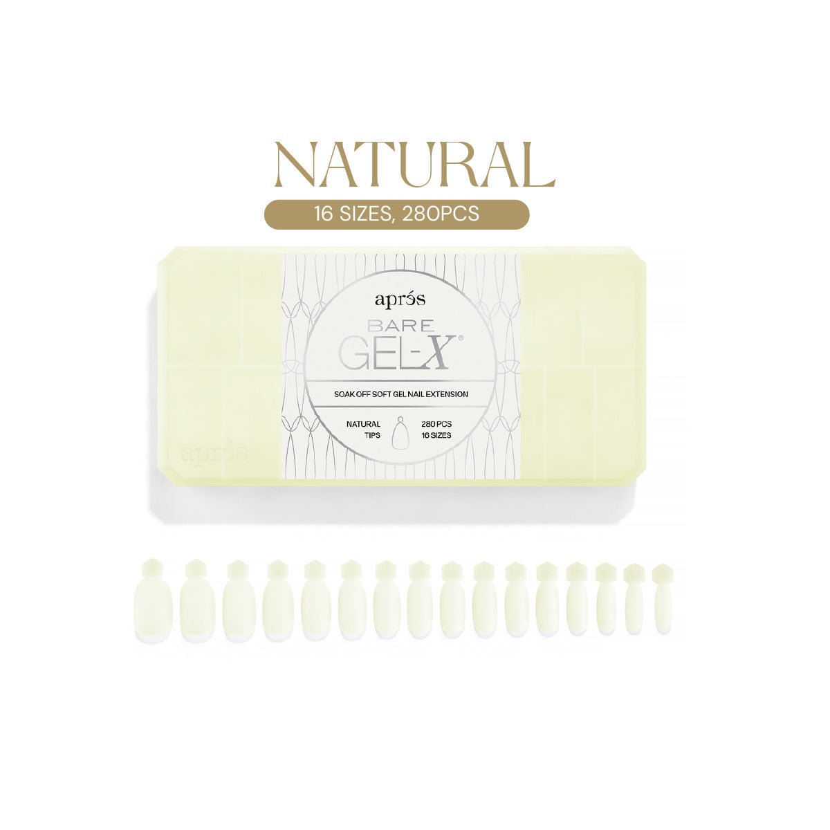 Aprés Bare Gel-X® Natural Box of Tips (16 sizes, 280pcs)