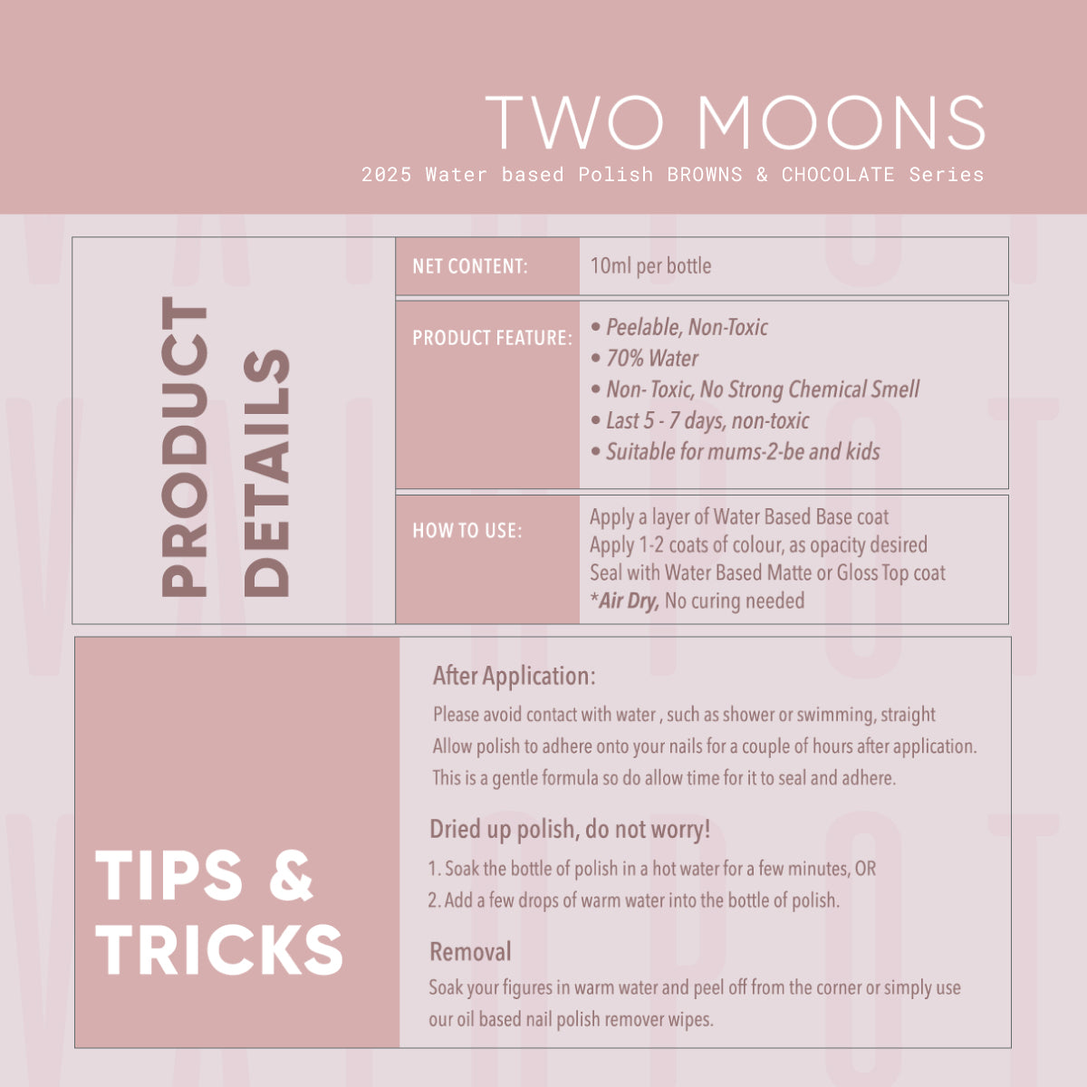 Water Based Nail Polish - Browns & Chocolate