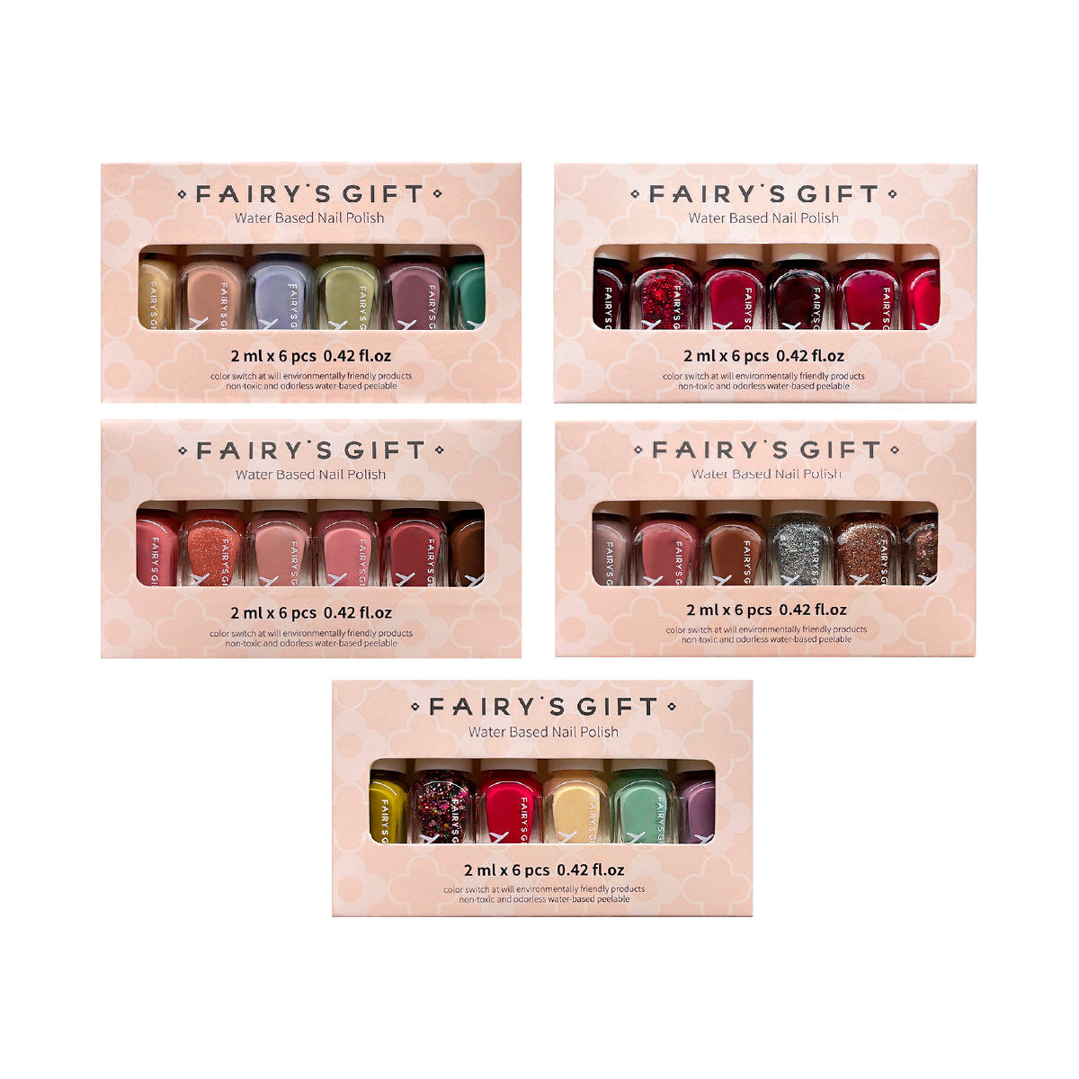 Mini Waterbased Nail Polish Set / 6 Colours