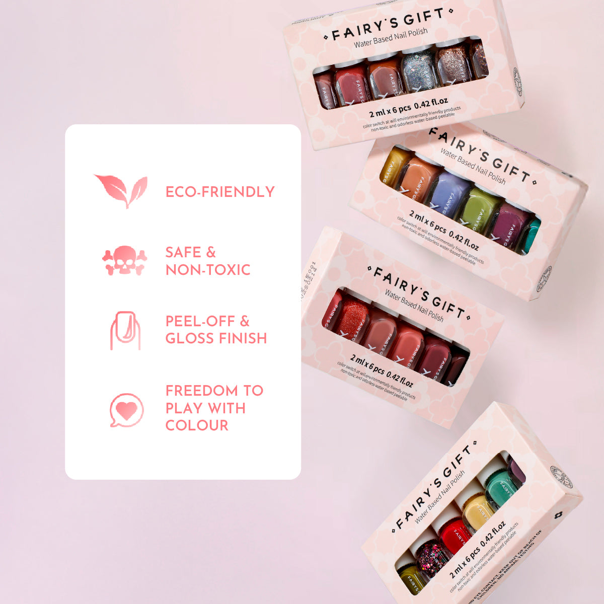 Mini Waterbased Nail Polish Set / 6 Colours