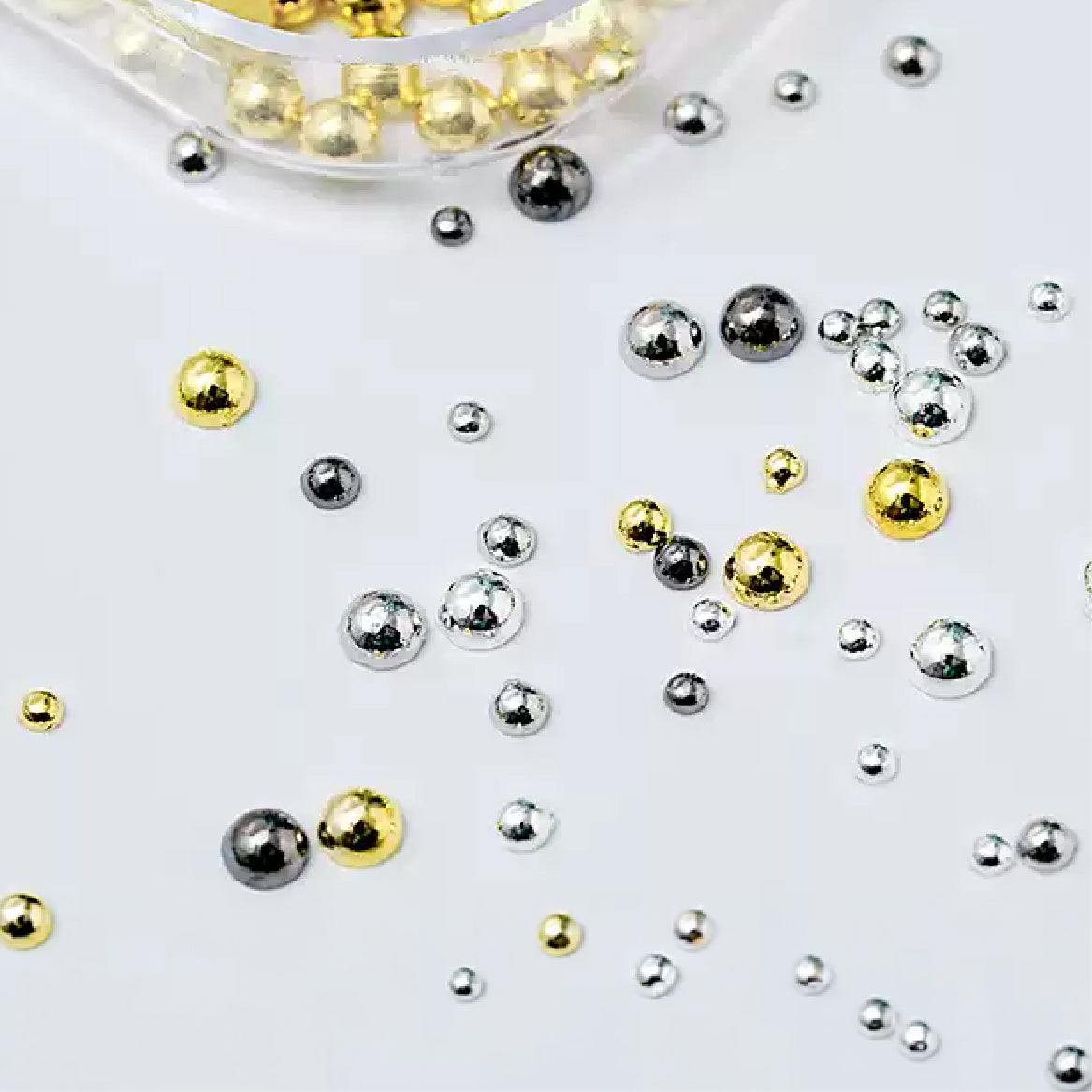 Flat Back Metallic Caviar Beads Mix