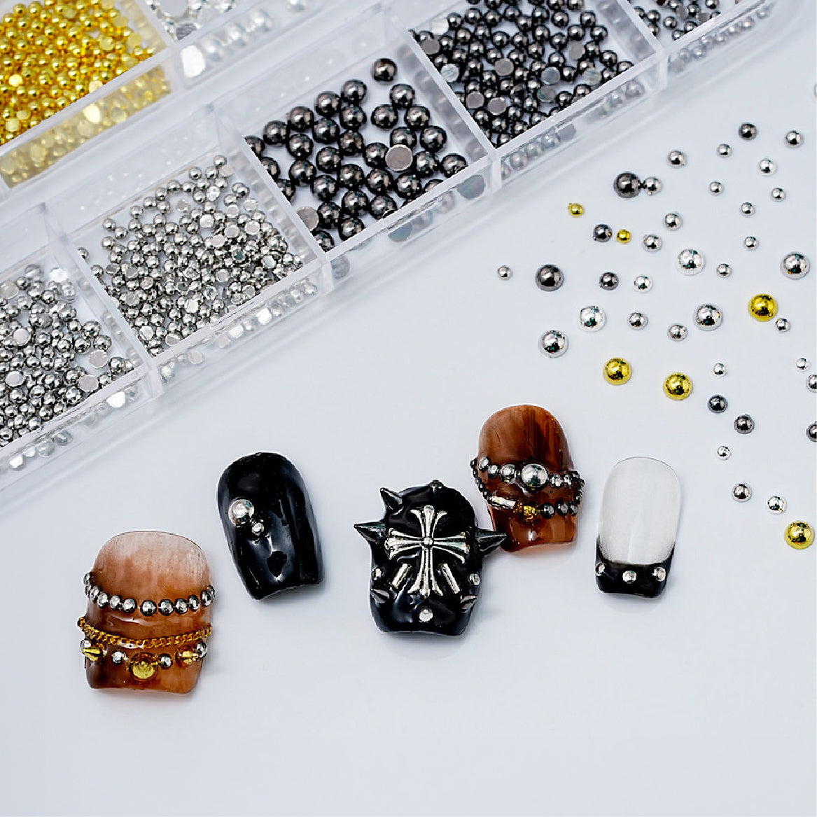 Flat Back Metallic Caviar Beads Mix